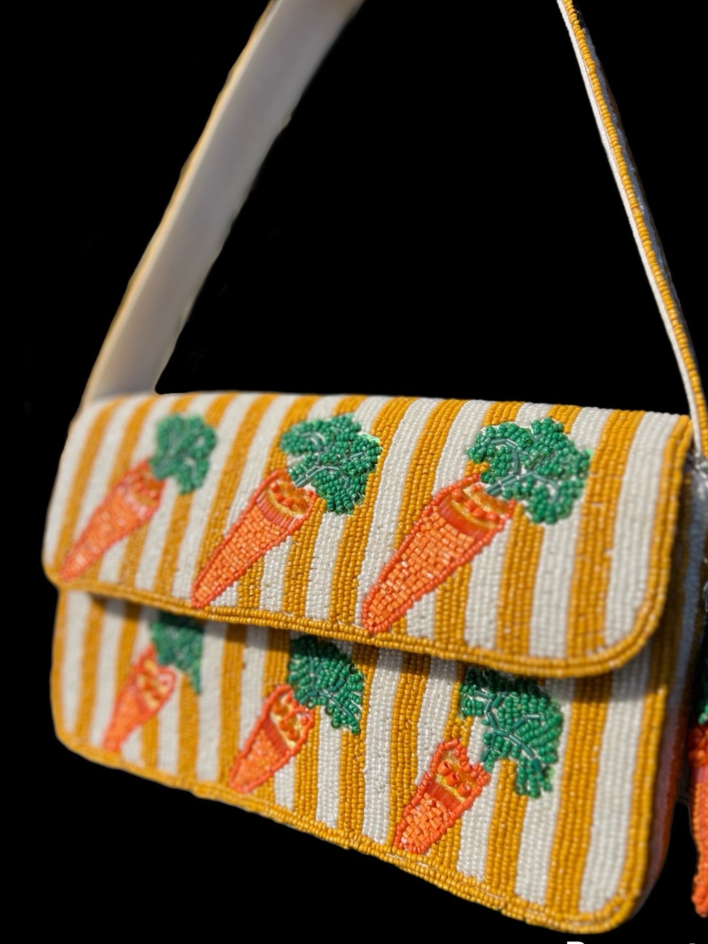 TJMAXX MARSHALLS VIRAL Stripe Carrot Food Beaded Bag Shoulder Purse Collectible